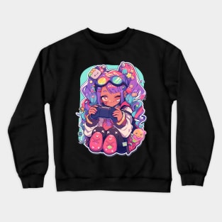 Colurful Anime Gamer Girl Crewneck Sweatshirt